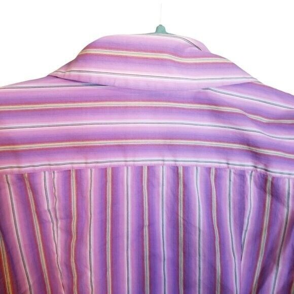 Express Design Studio Womens Sz 10 Purple White Striped Long Sleeve Button Down - Picture 4 of 8